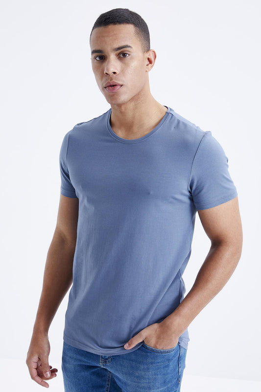 Men's Basic Short Sleeve Standard Mold O Neck T-shirt - 87911