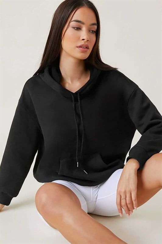 Women's Basic Pocket Fleece Hoodie 827