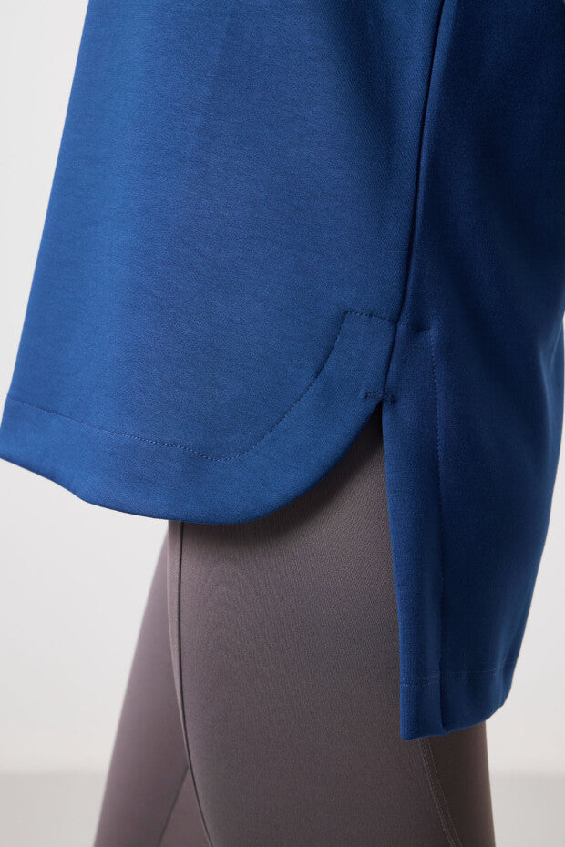97305 Parliament Soft Textured O-Neck Relaxed Fit Women's Tunic Sweatshirt