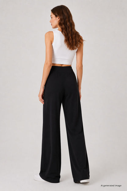 94681 Beige Comfort Fit Wide Leg Corset Palazzo Women's Trousers
