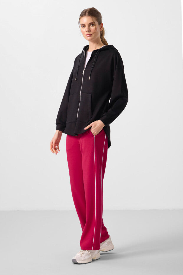 97302 Soft Textured Hooded Oversize Women's Tunic Sweatshirt