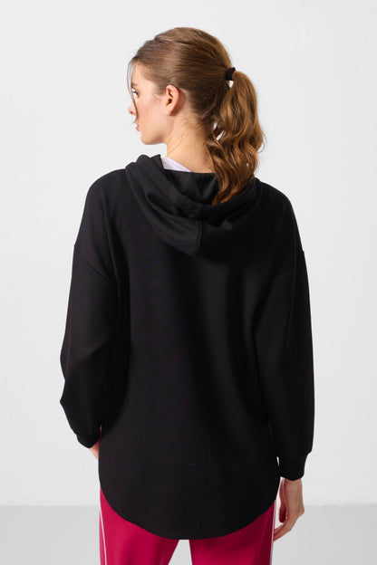 97302 Soft Textured Hooded Oversize Women's Tunic Sweatshirt