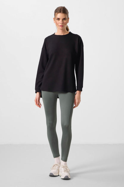 97305 Parliament Soft Textured O-Neck Relaxed Fit Women's Tunic Sweatshirt
