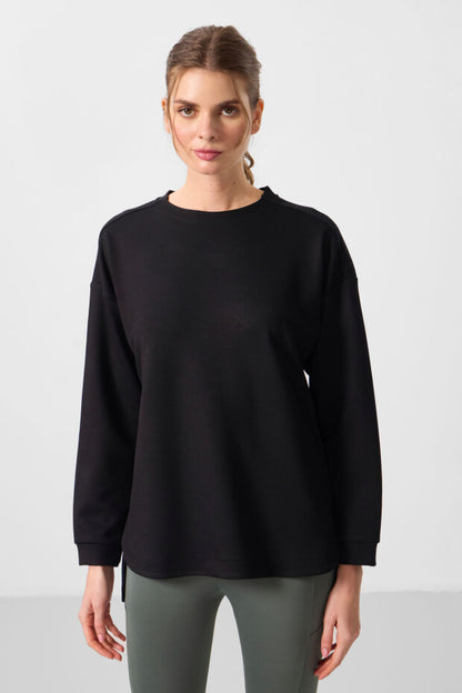 97305 Parliament Soft Textured O-Neck Relaxed Fit Women's Tunic Sweatshirt